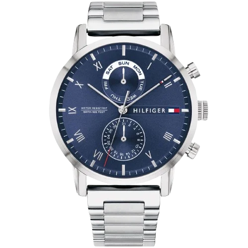 Tommy Hilfiger Kane Men's Watch 1710401 Blue Dial Silver Stainless Steel Bracelet