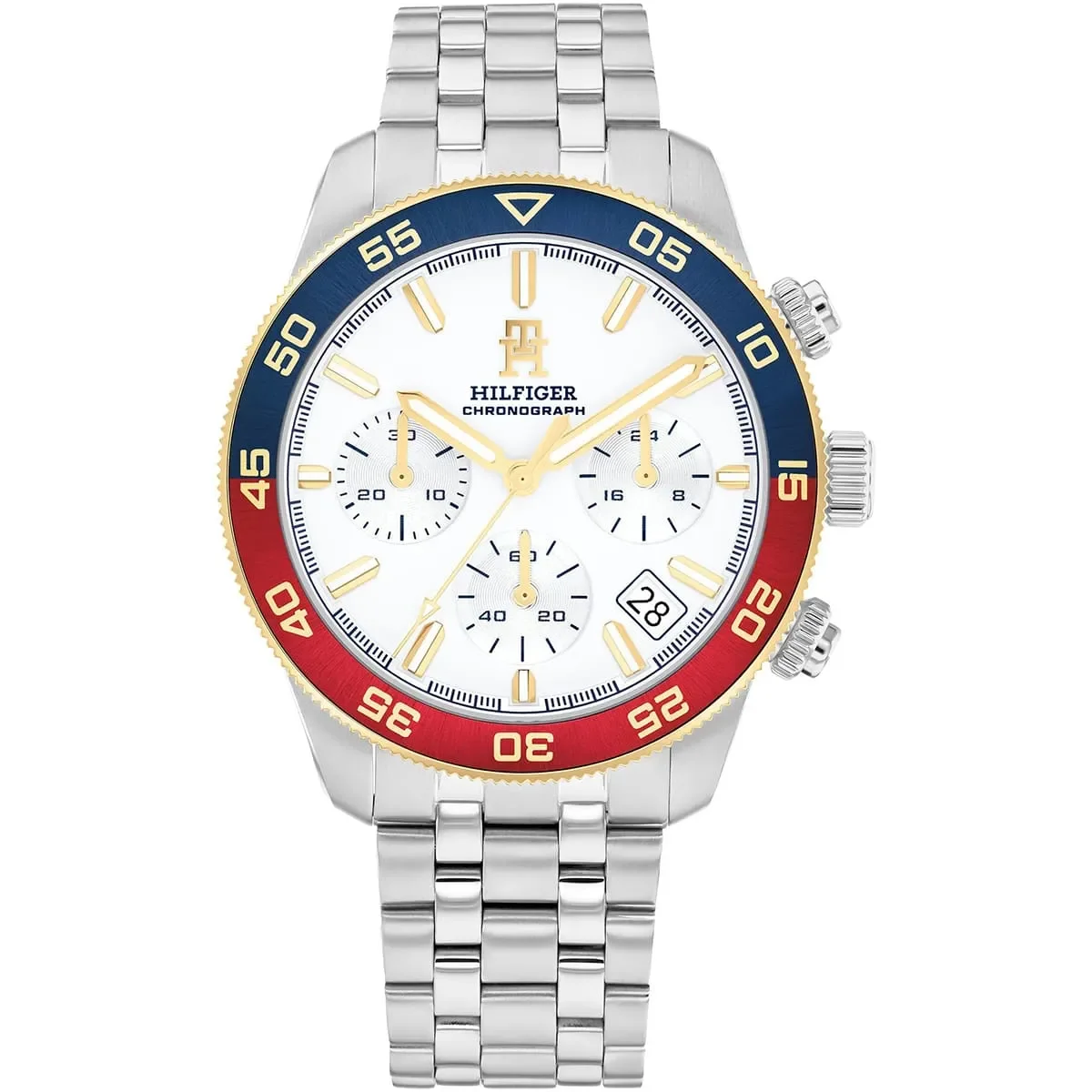 Tommy Hilfiger TH85 Chronograph Men's Watch 1792184 White Dial Silver Stainless Steel Bracelet