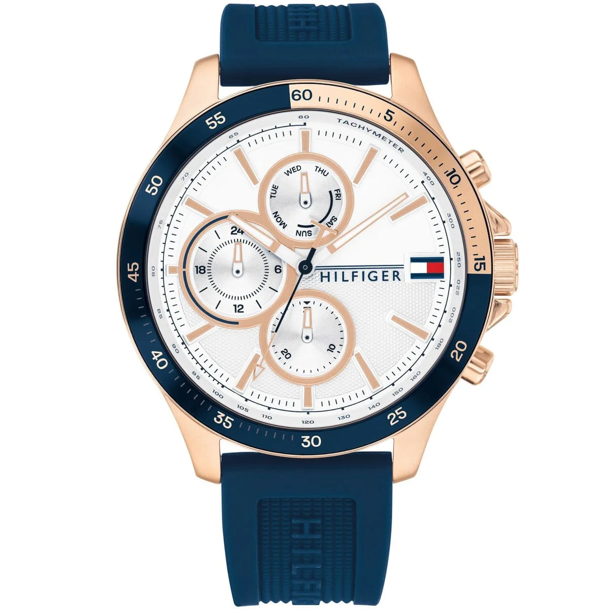 Tommy Hilfiger Bank Men's Watch 1791778 White Dial Blue Silicone Strap