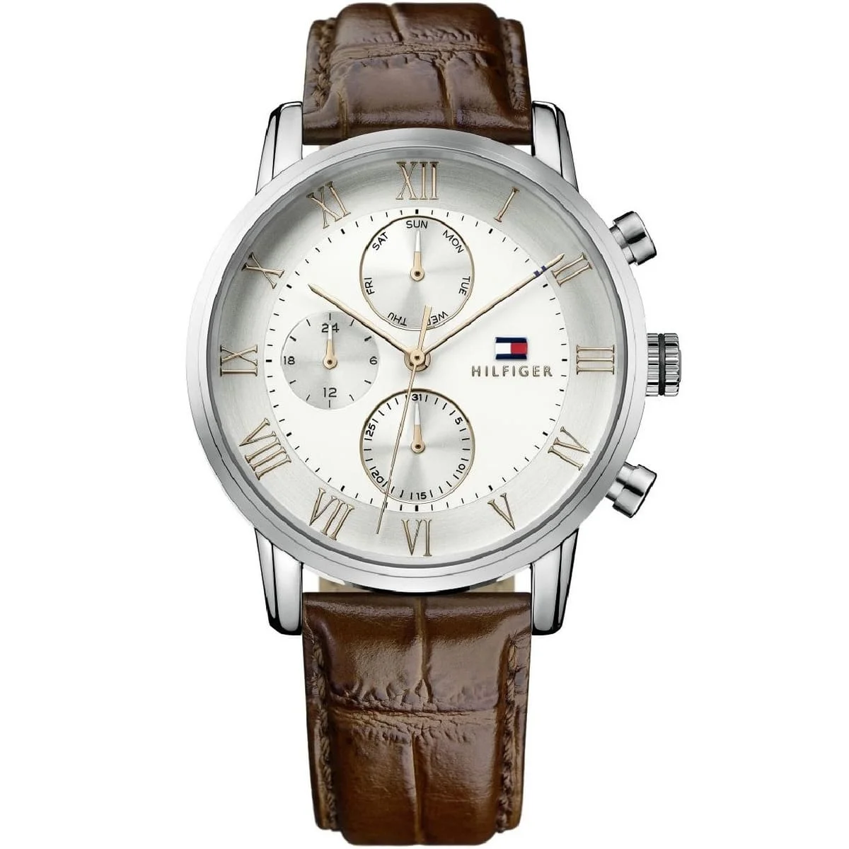 Tommy Hilfiger Kane Men's Watch 1791400 White Dial Brown Genuine Leather Strap