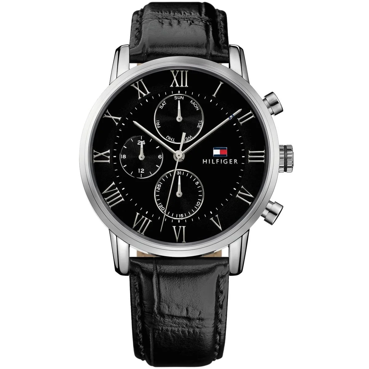 Tommy Hilfiger Kane Men's Watch 1791401 Black Dial Black Genuine Leather Strap