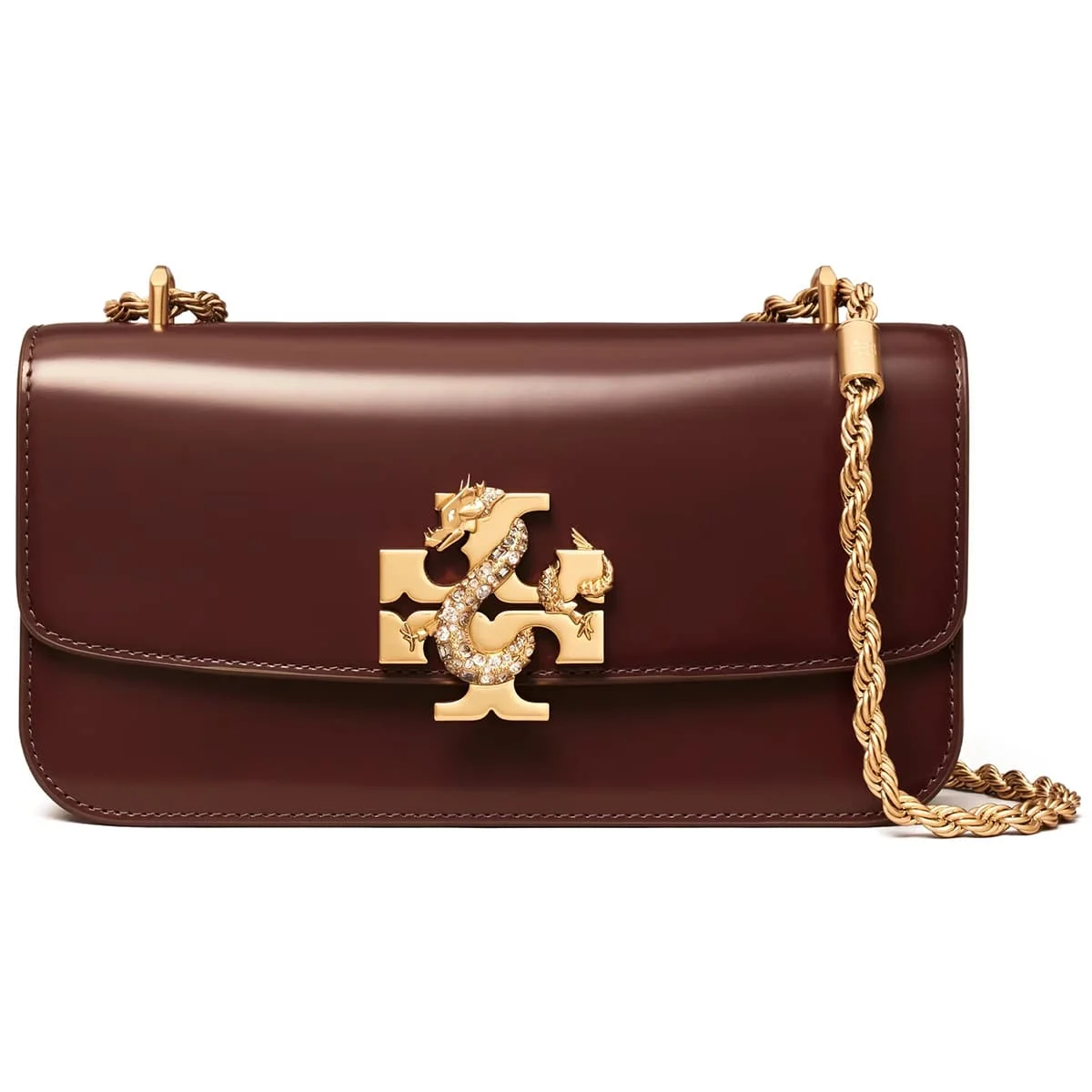 Tory Burch Burgundy Dark Red Women Shoulder Bag Eleanor Rectangular Bag 154785