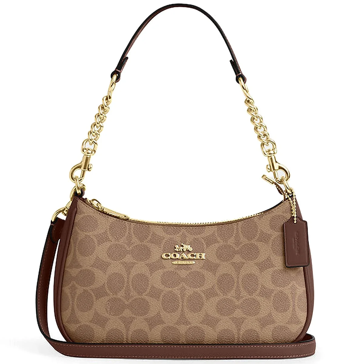 Coach Gold Tan Brown Women Shoulder Bag Cv933