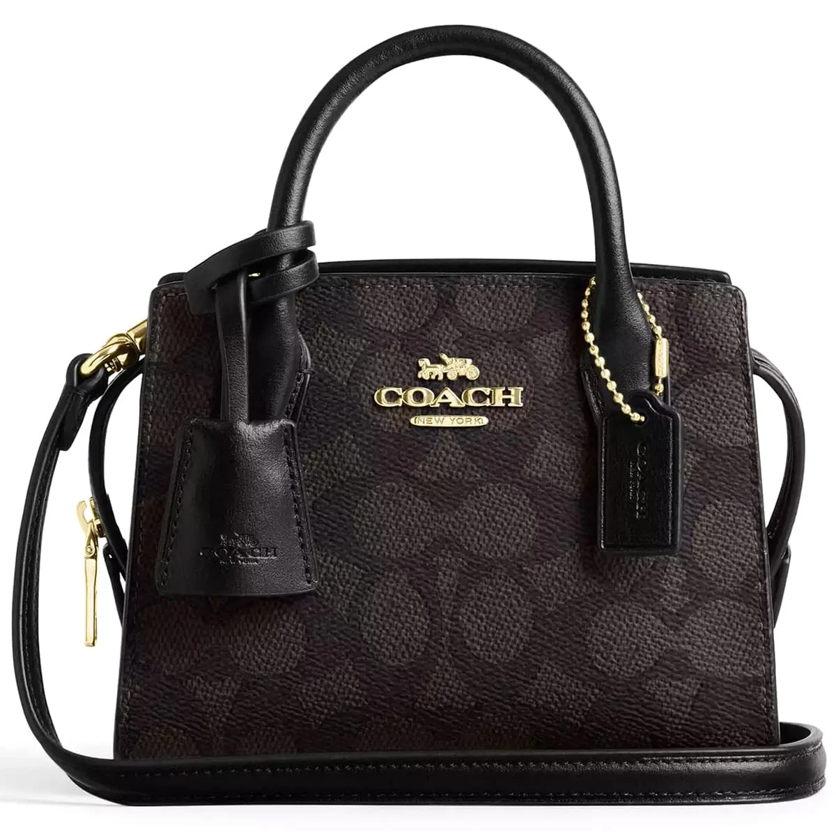 Coach Gold Brown Black Women Handbag Cv974