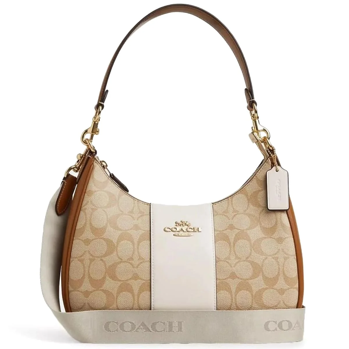 Coach Im Light Khaki Chalk Lt Saddle White Beige Brown Women Shoulder Bag Ct257