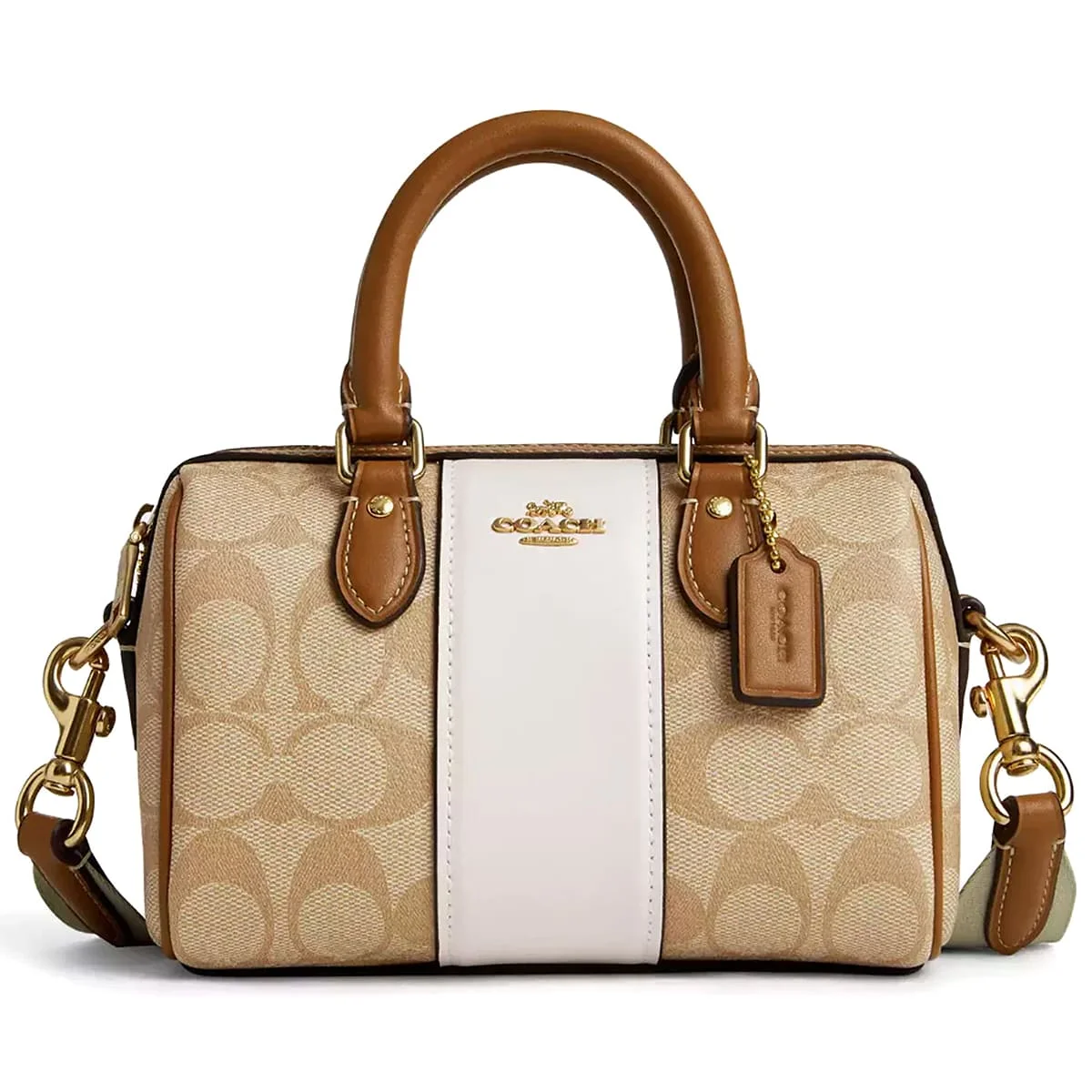 Coach Im Light Khaki Chalk Lt Saddle White Beige Brown Women Handbag Cr243