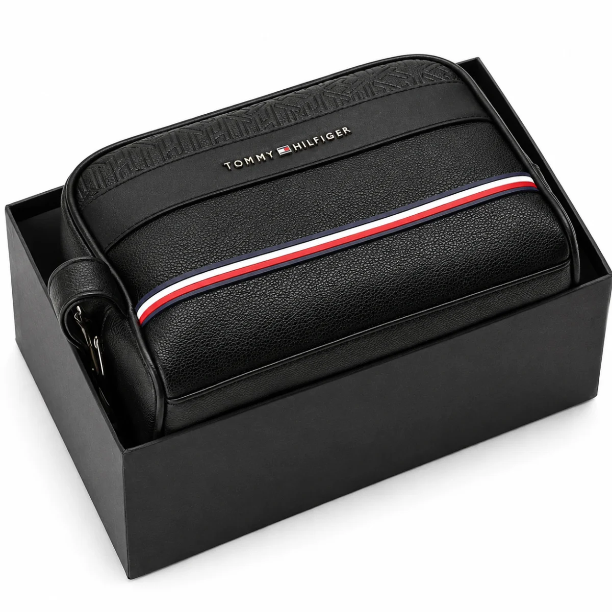 Tommy Hilfiger Leather Black Hand Bag For Men Gift Box