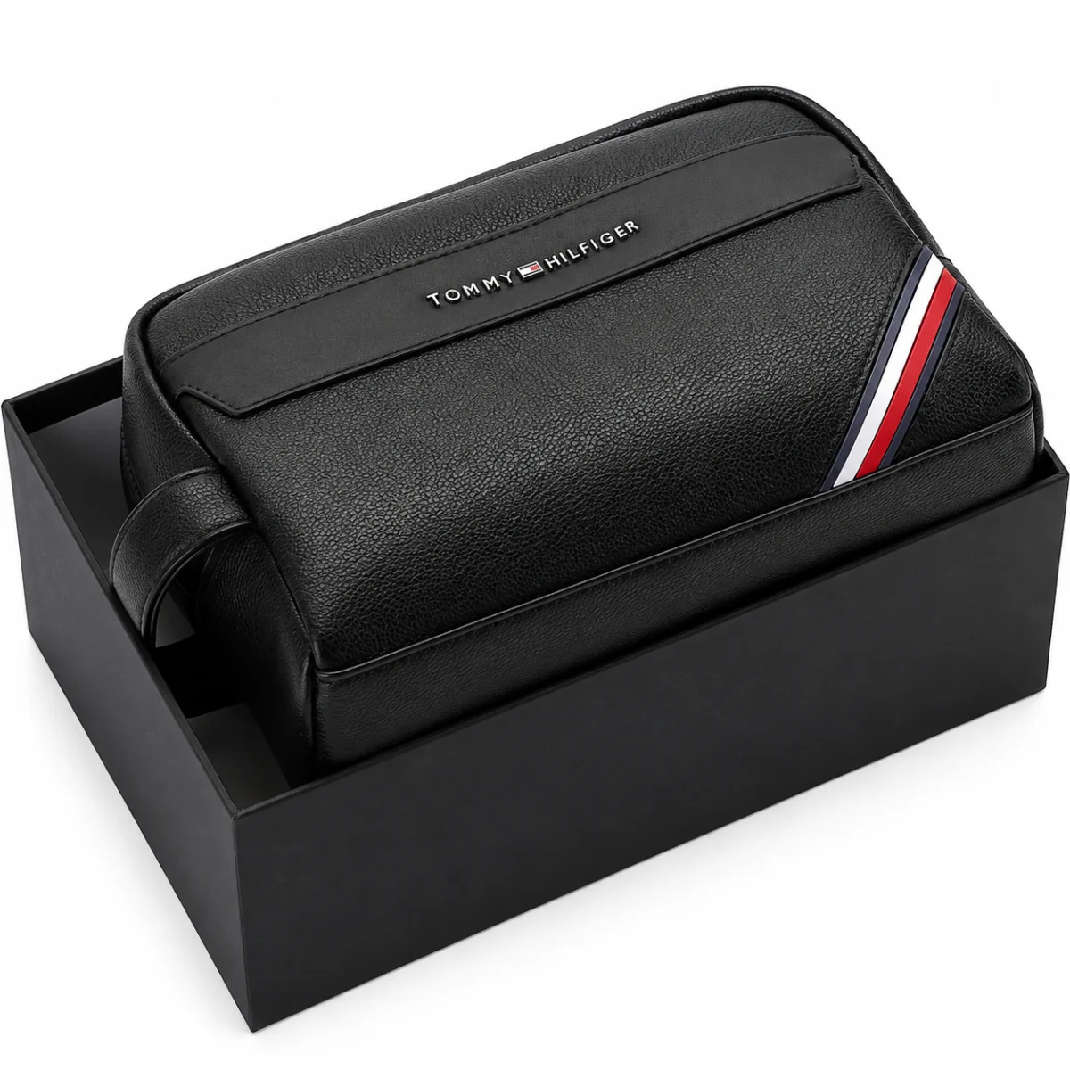 Tommy Hilfiger Black Leather Handbag For Men Gift Box