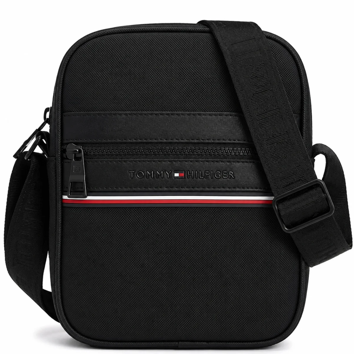 Tommy Hilfiger Black Crossbody Bag with Monogram Panel