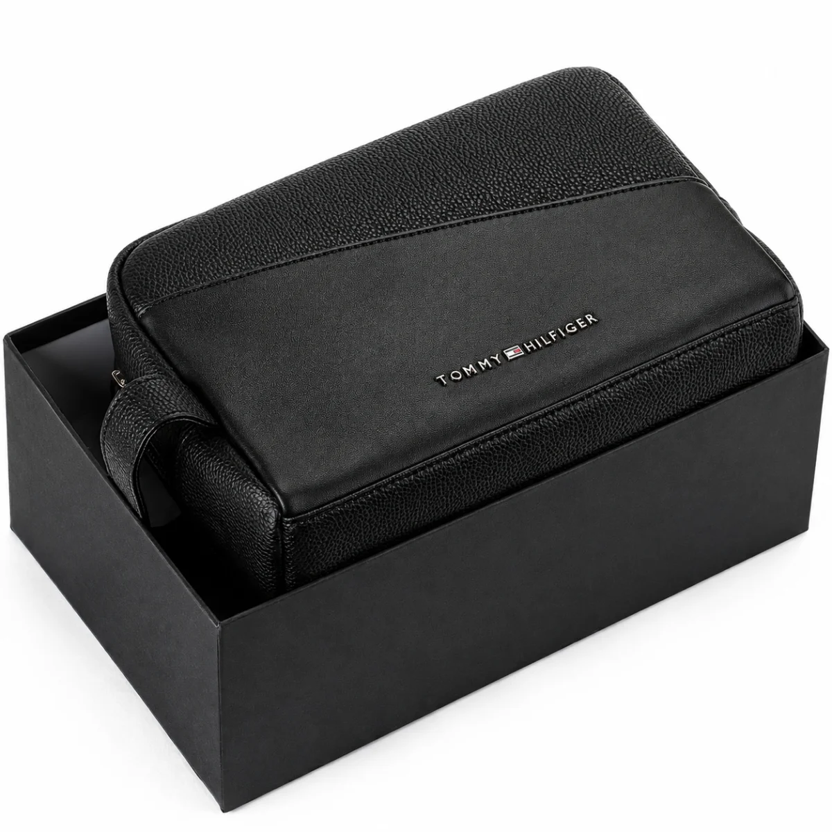 Tommy Hilfiger Black Leather Mens Clutch Bag Gift Box