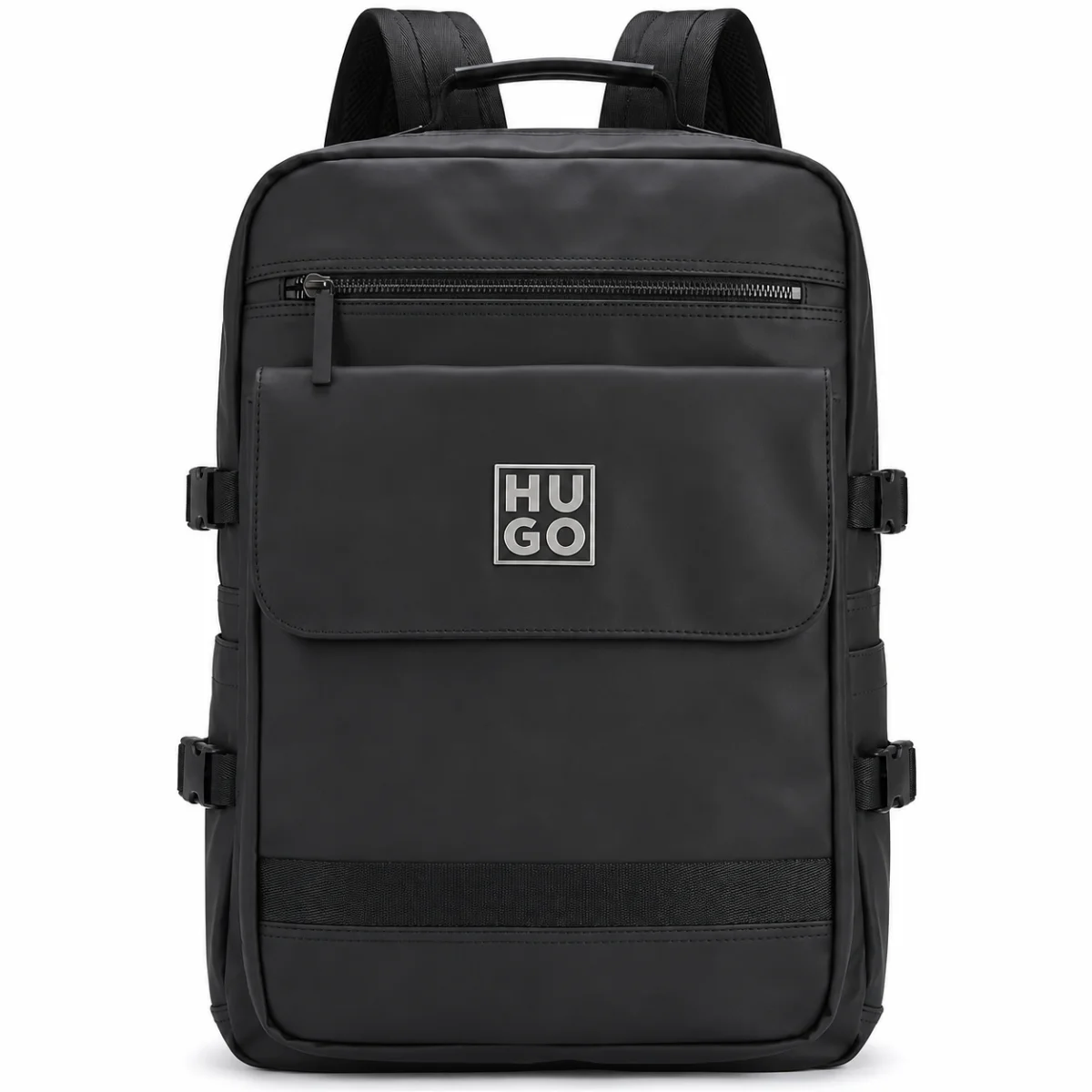 HUGO BOSS Black Convertible Travel and Laptop Backpack with Expandable Side Buckles