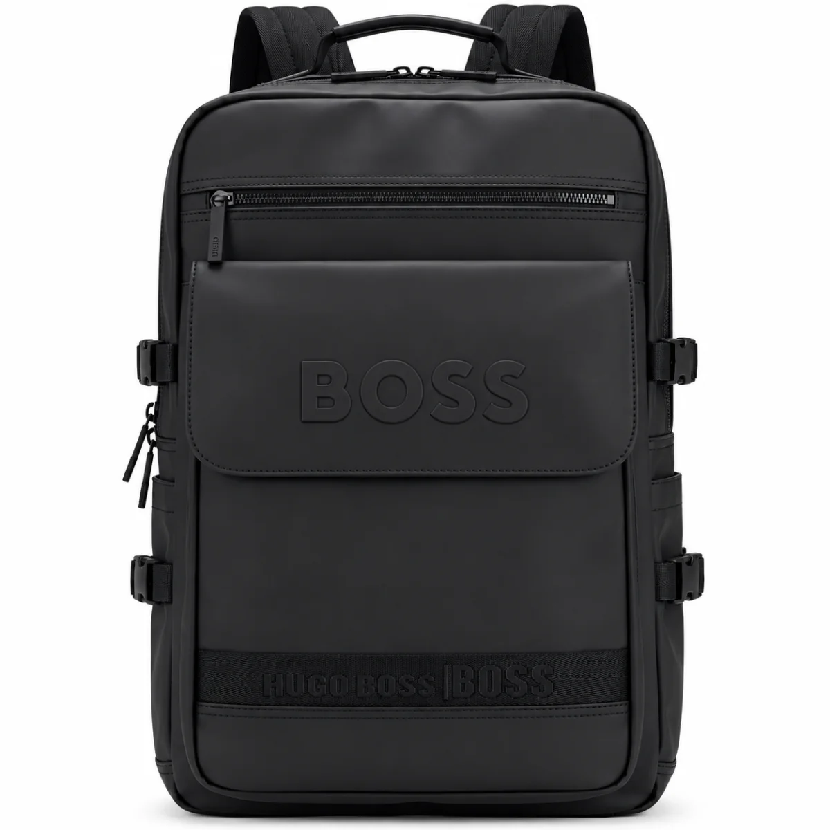 BOSS Black Convertible Travel and Laptop Backpack with Side Compression Buckles