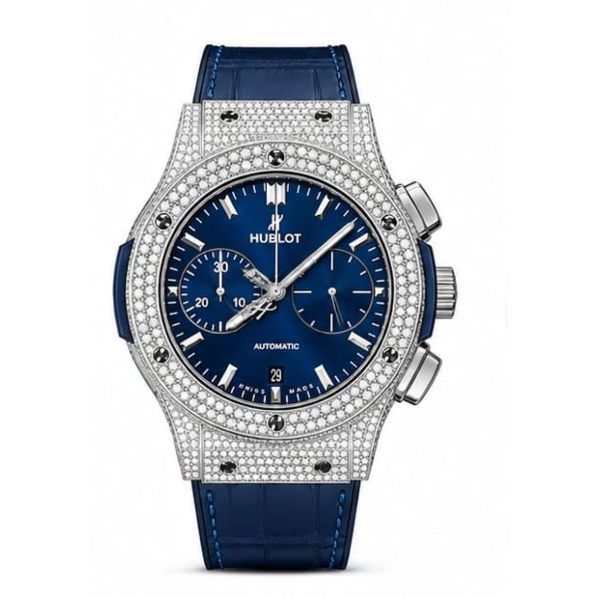 Hublot – Classic Fusion – 36mm – Chronograph Titanium Blue Leather