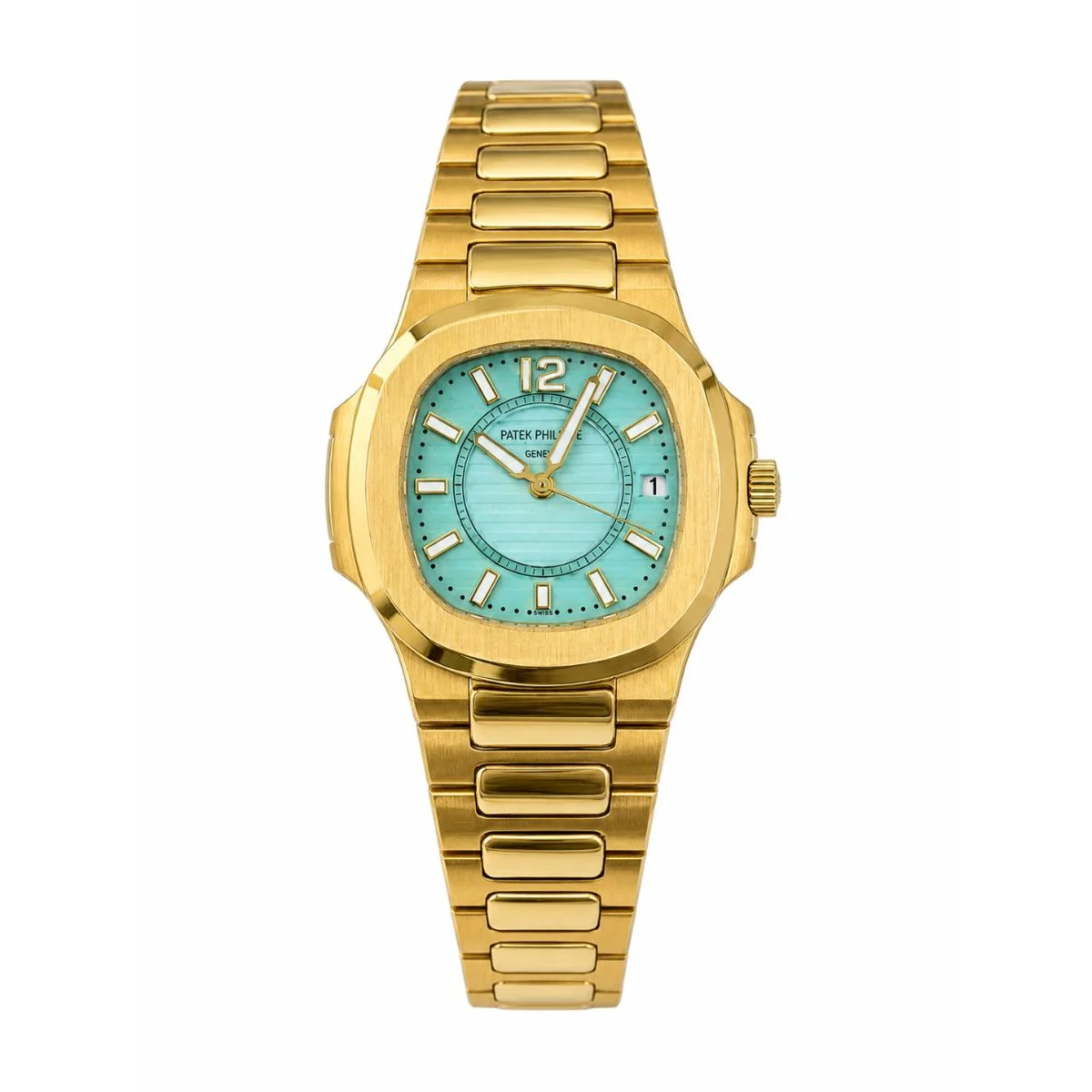 Patek philip Luxury gold-tone watch with aqua blue dial
