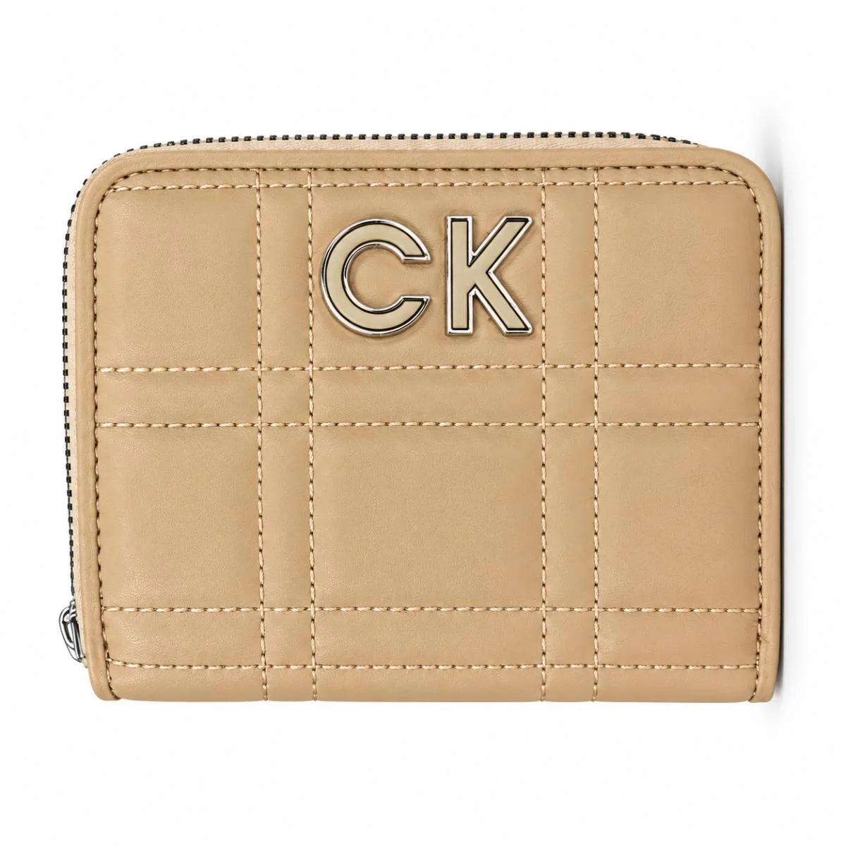 Calvin Klein Women’s Beige Zip-Around Quilted Wallet