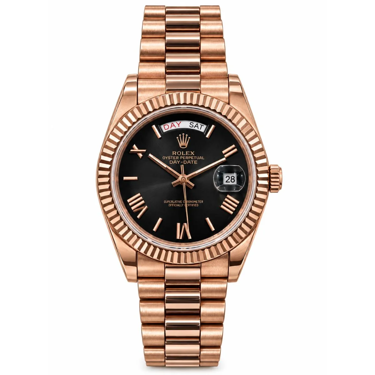 Rolex Day-Date 40 Automatic Rose Gold Black Dial Watch