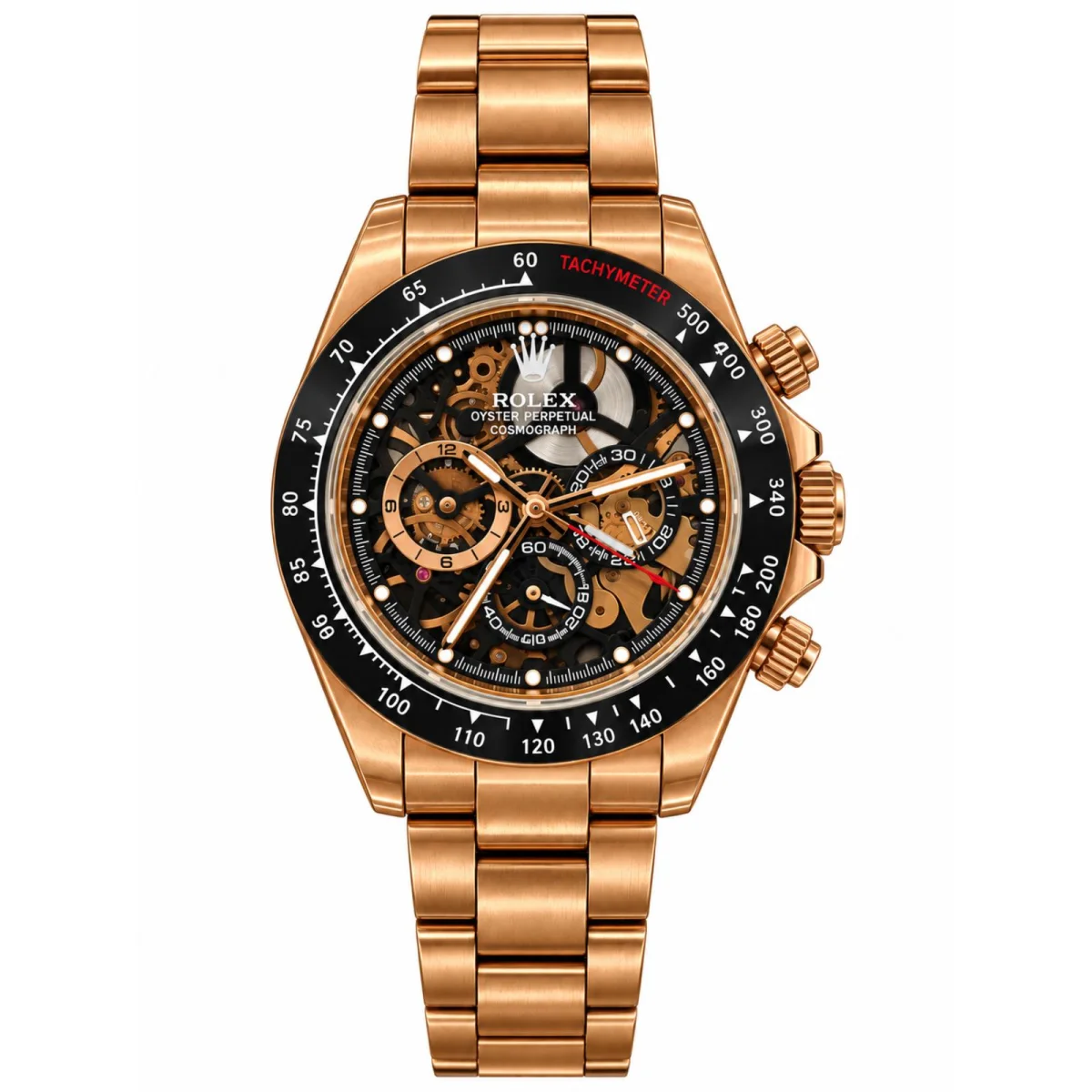 Rolex Cosmograph Daytona Automatic Rose Gold Skeleton Chronograph Watch
