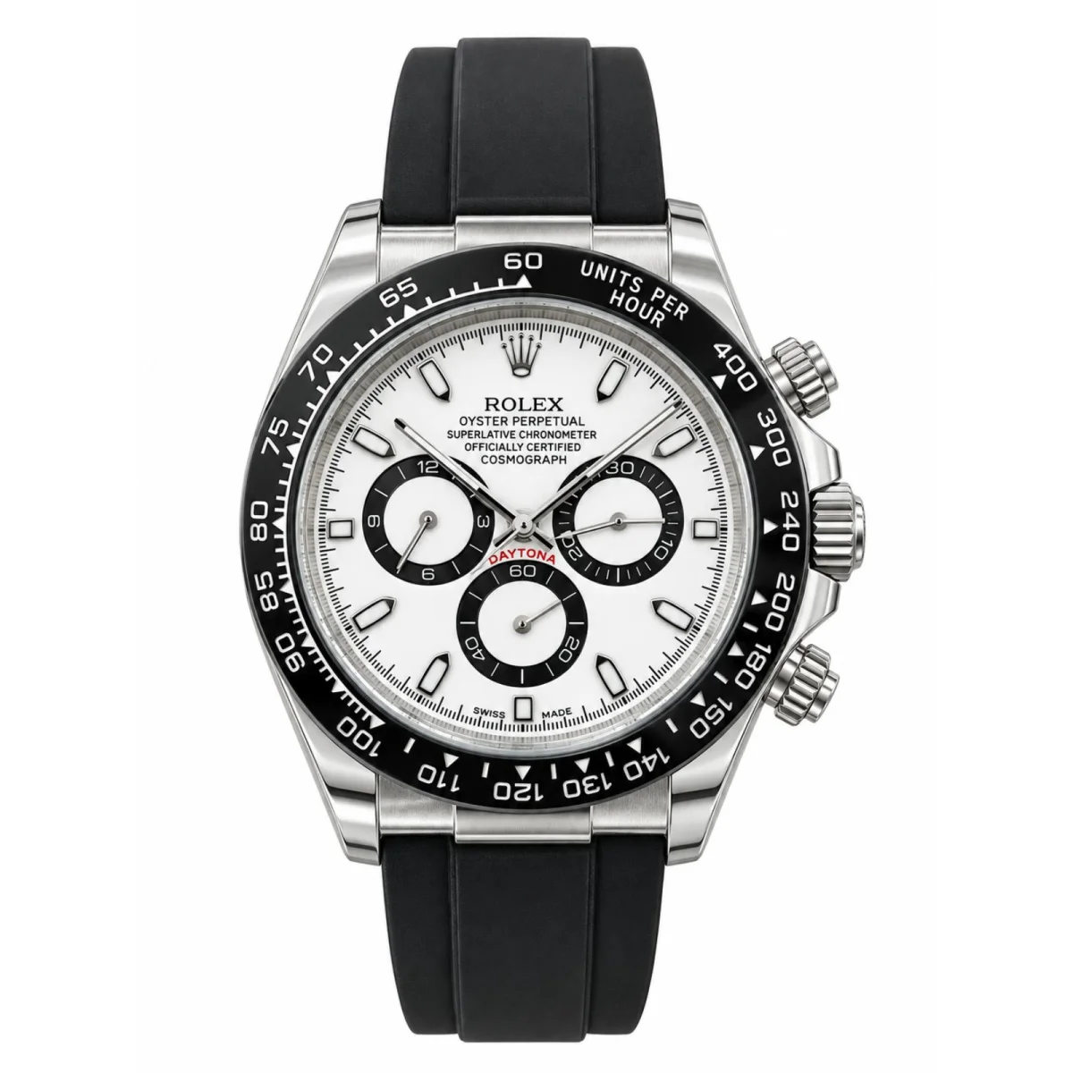 Rolex Cosmograph Daytona Automatic Stainless Steel White Dial Black Bezel Watch