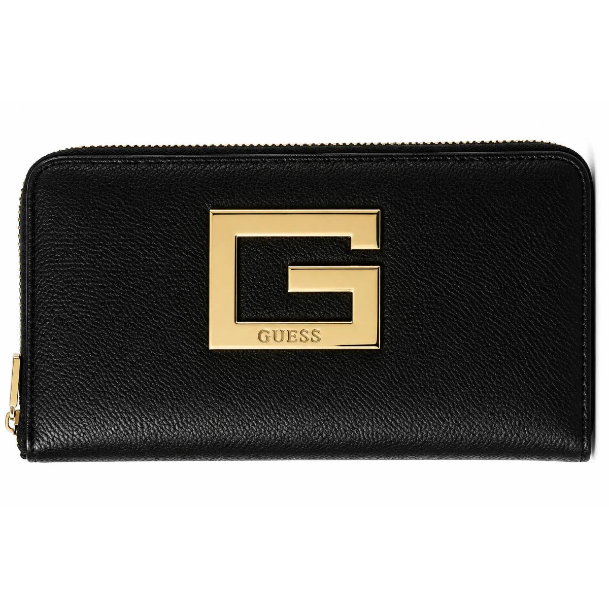 GUESS Black Pebbled Zip-Around Wallet for Women