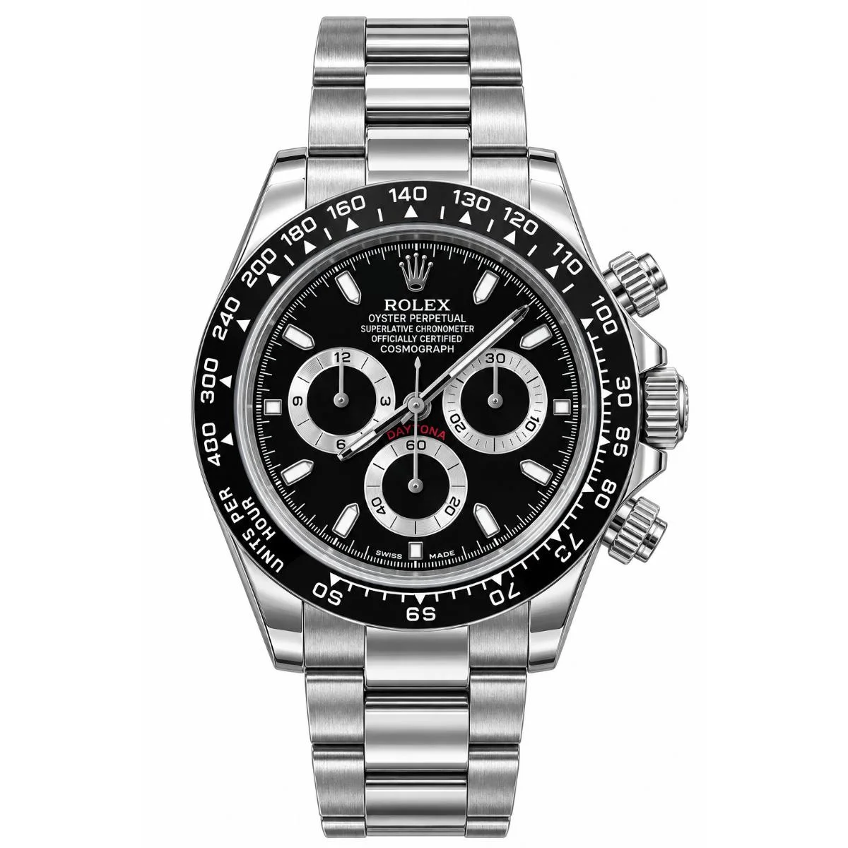 Rolex Cosmograph Daytona Automatic Watch For Men – Black Dial & Silver Bracelet