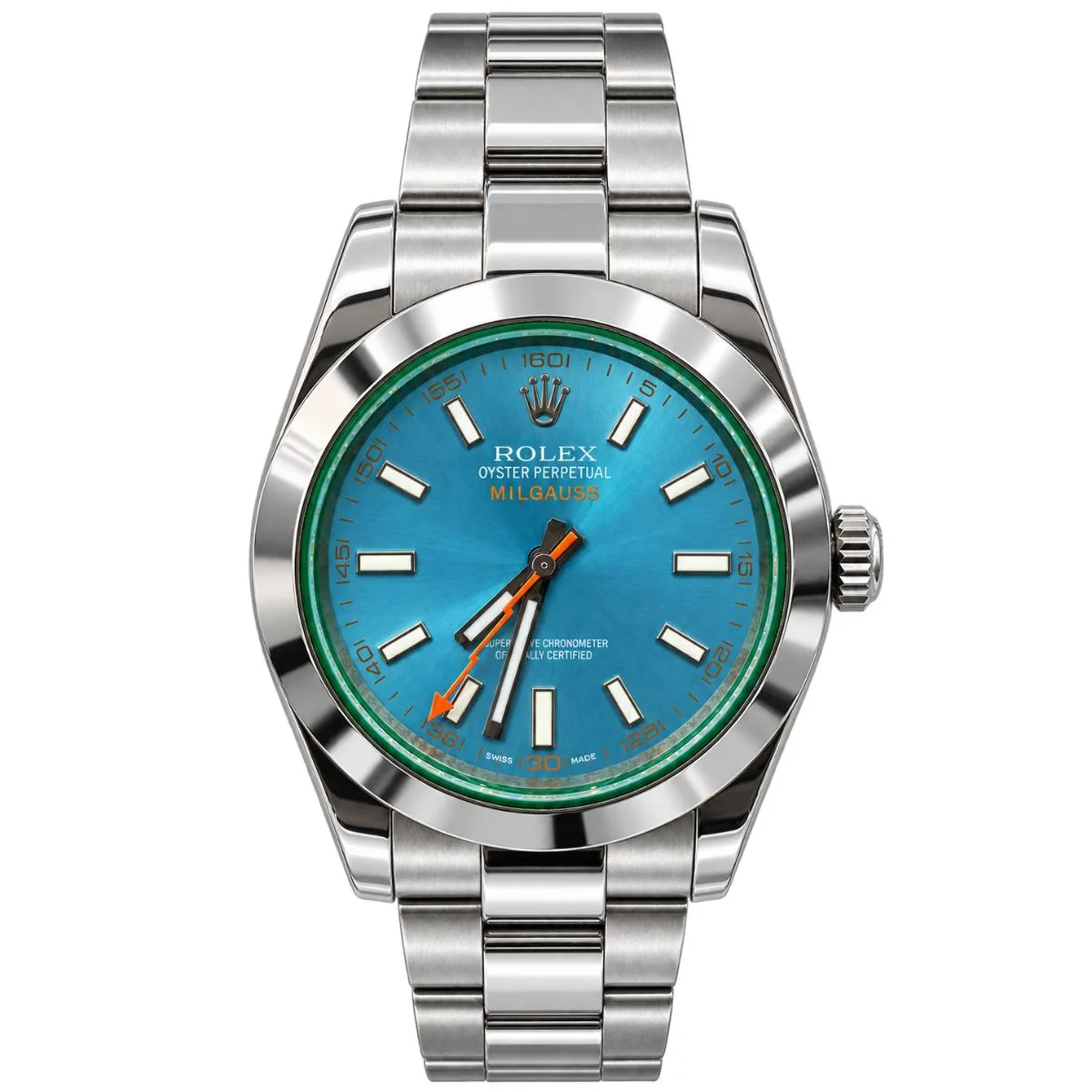 Rolex Milgauss Watch For Men – Blue Dial & Silver Bracelet