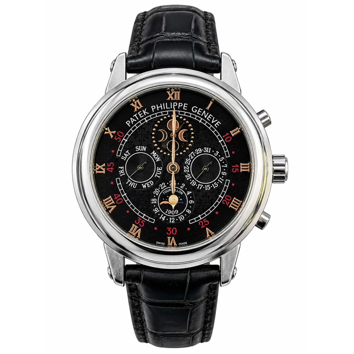 Patek Philippe Style Men's Luxury Watch – Black Leather Strap