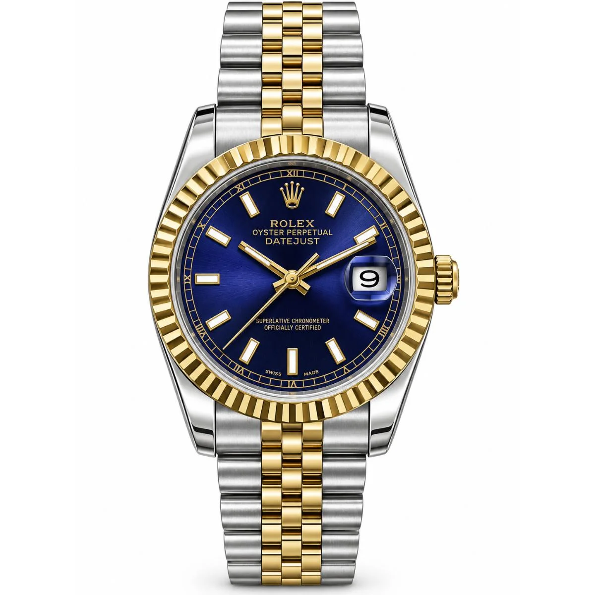 Rolex Datejust 36mm Blue Dial Two Tone Watch For Men