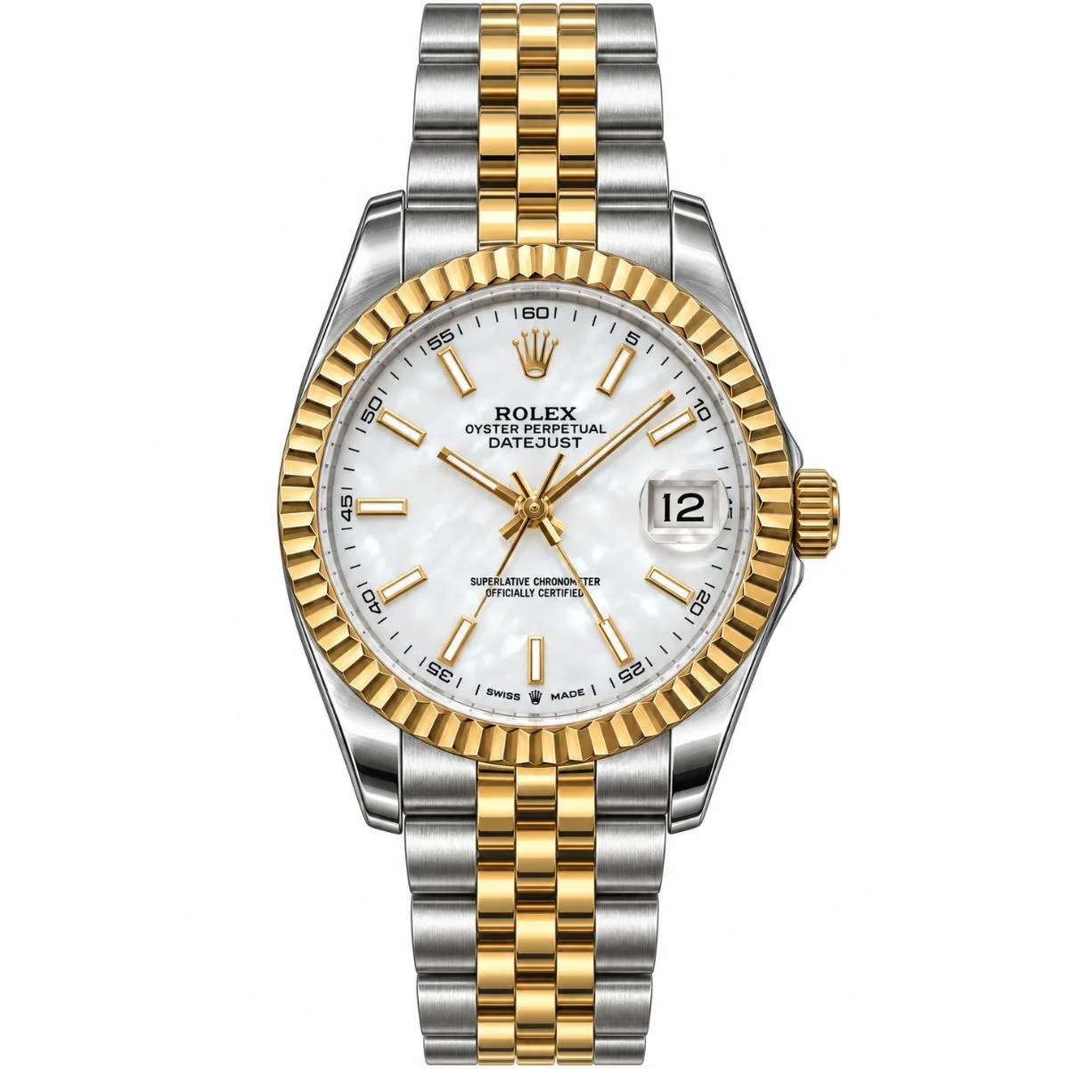 Rolex Datejust 36mm White Dial Two Tone Watch For Women