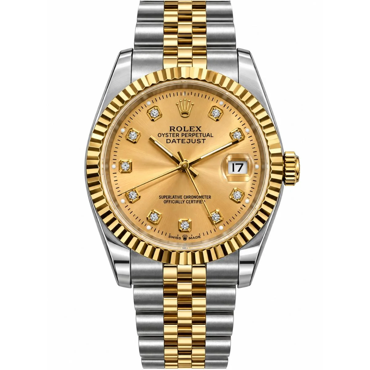 Rolex Datejust 36mm Champagne Stone Dial Watch For Women