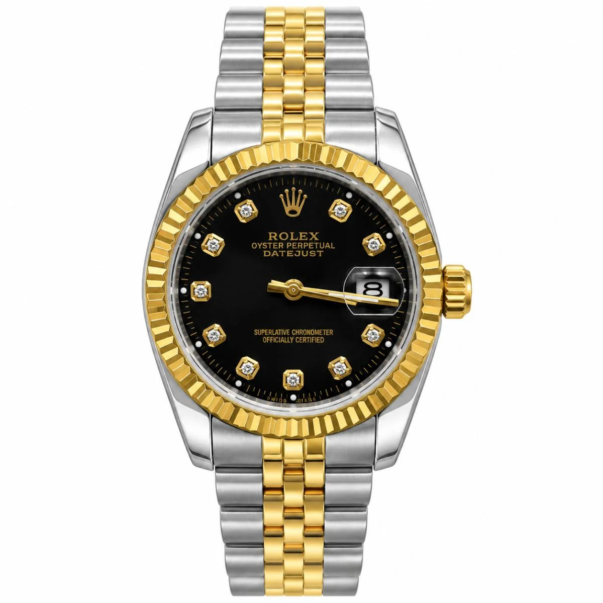 Rolex Datejust Women's Black Dial Two Tone Watch