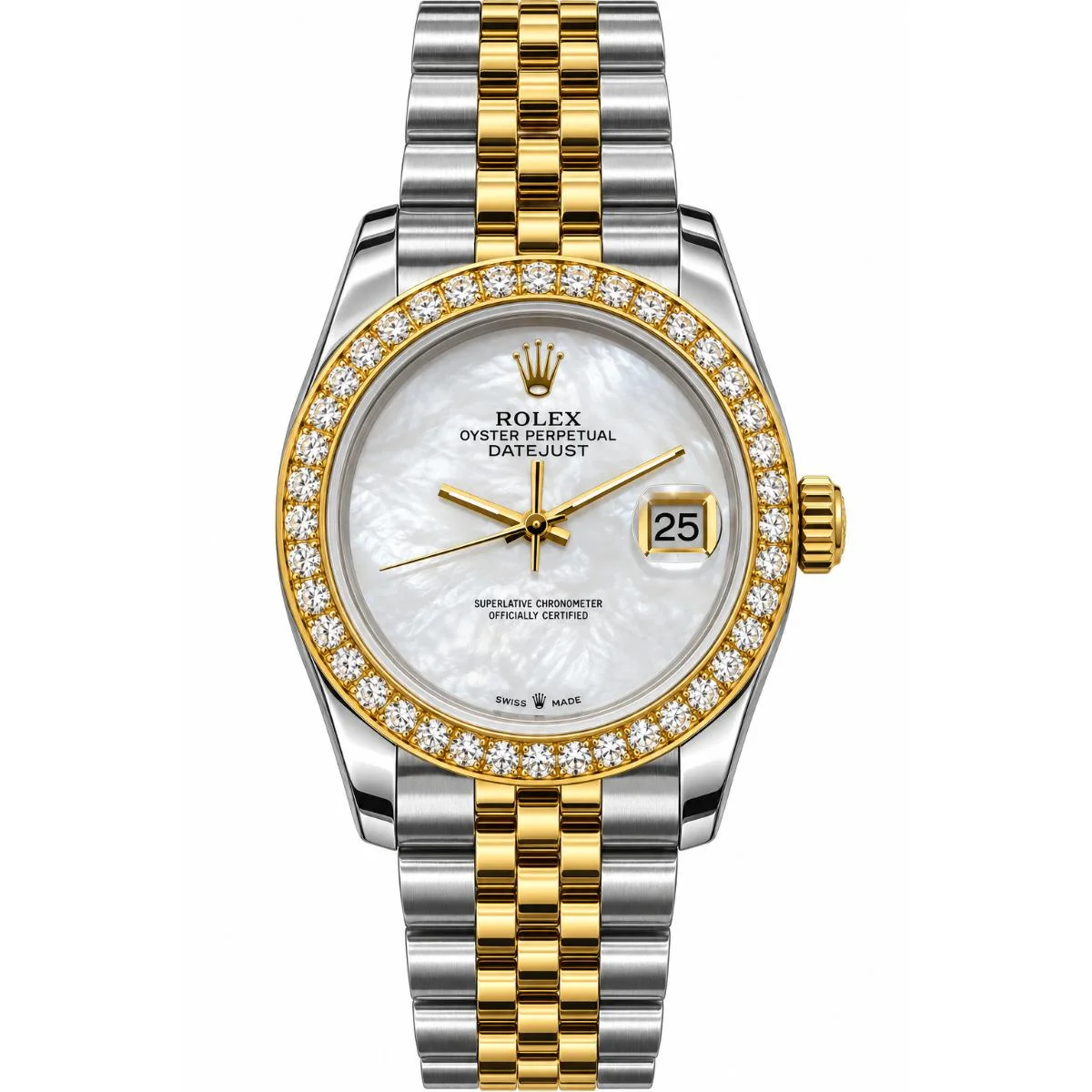 Rolex Datejust White Dial Stone-Set Watch For Women