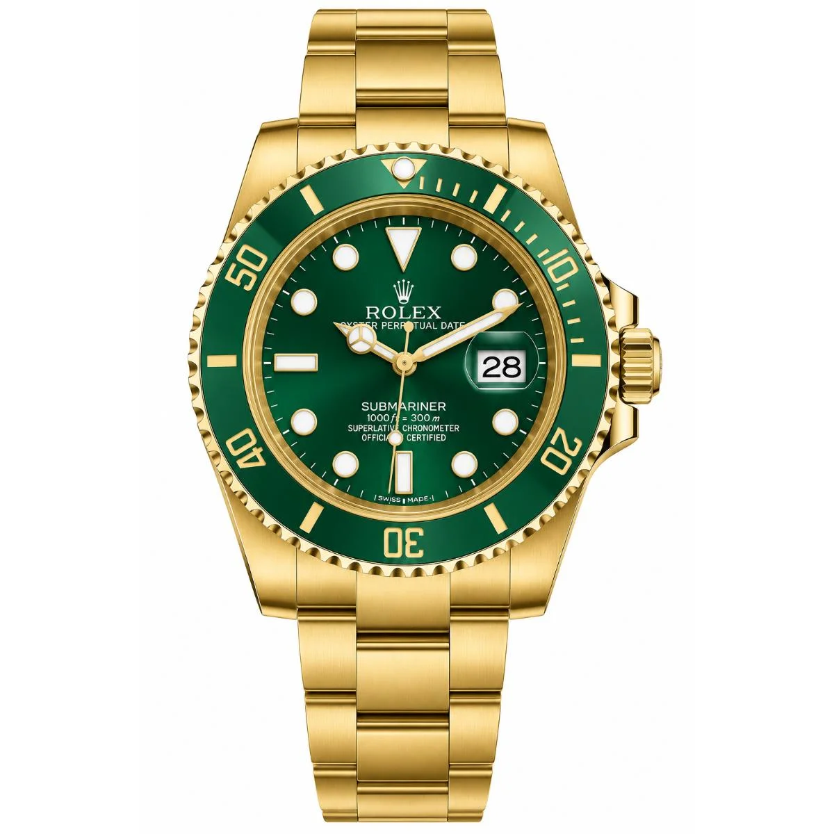Rolex Submariner Date 41mm Automatic Green Dial Gold Watch For Men