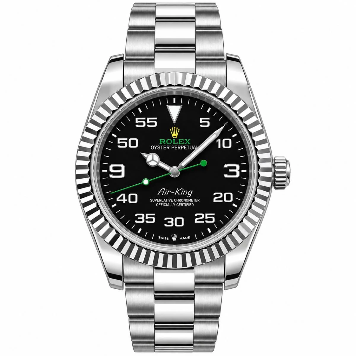 Rolex Air-King 40mm Automatic Black Dial Watch For Men