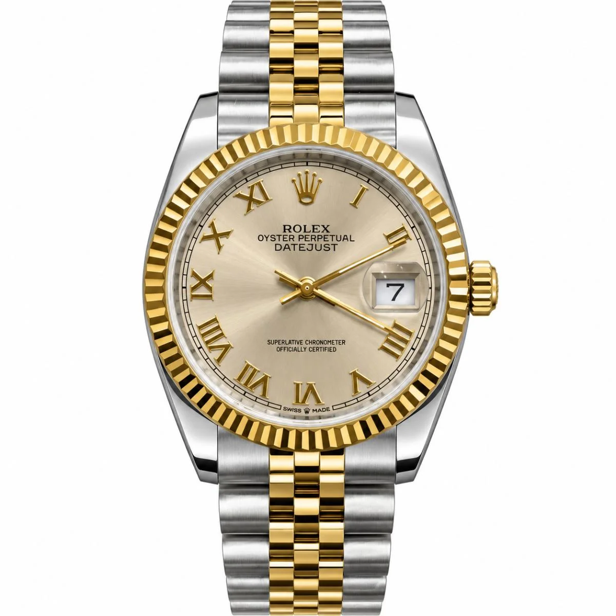 Rolex Datejust 36mm Silver Roman Dial Watch For Women