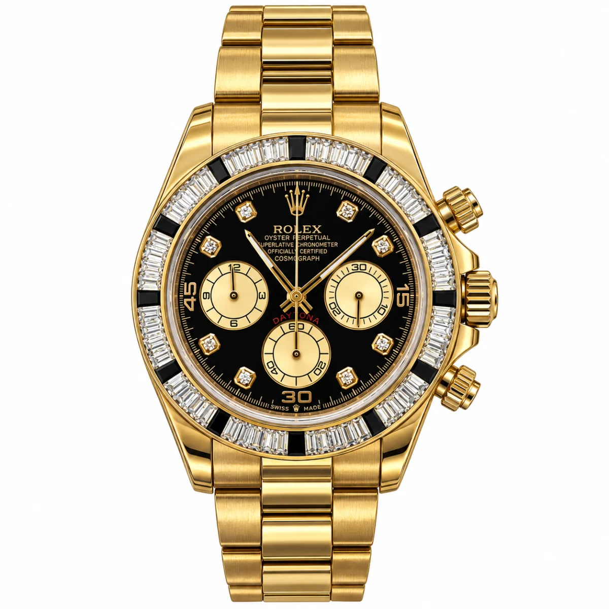 Rolex Daytona Quartz Gold Black Stone Dial Watch
