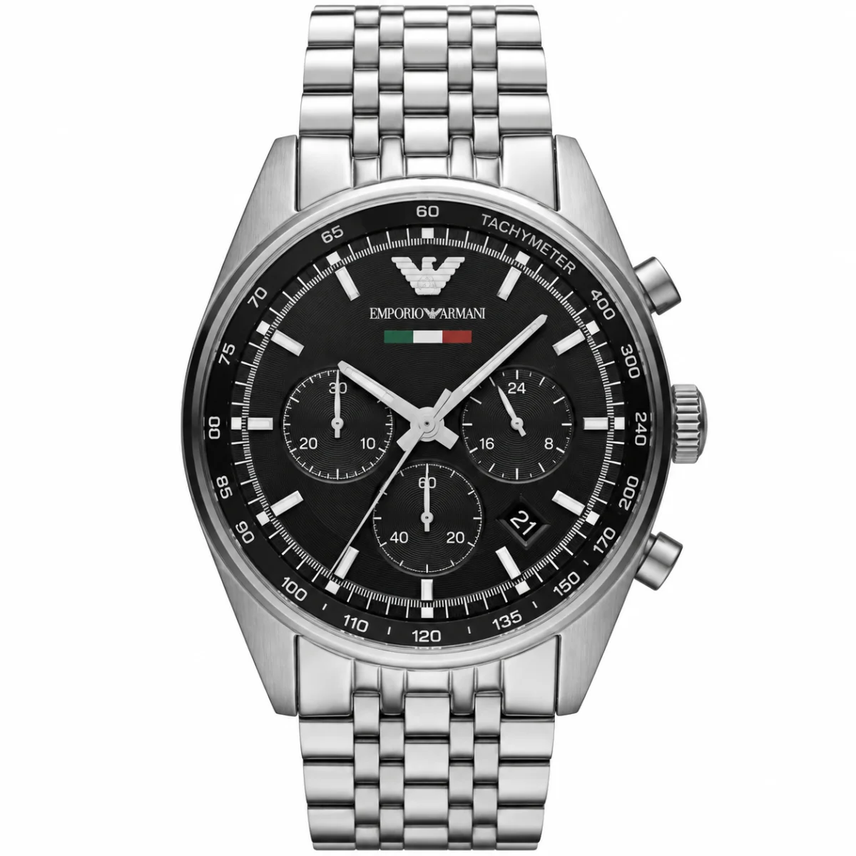 Emporio Armani Tazio AR5983 Men’s Watch – Black Dial & Silver Bracelet