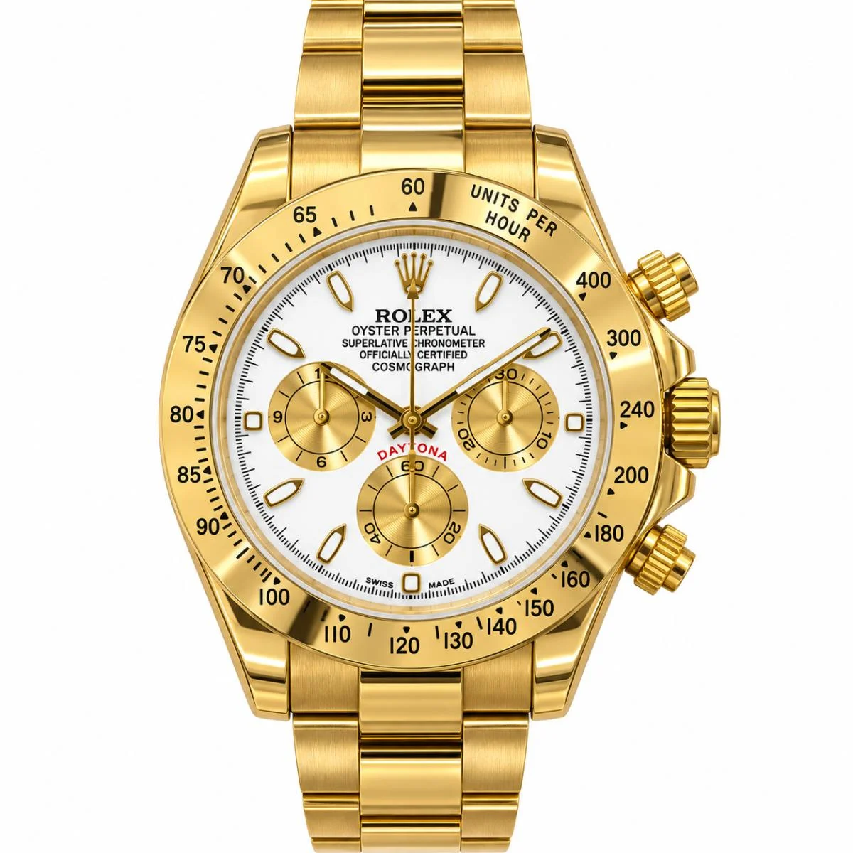 Rolex Cosmograph Daytona 40 Gold White Dial Watch For Men