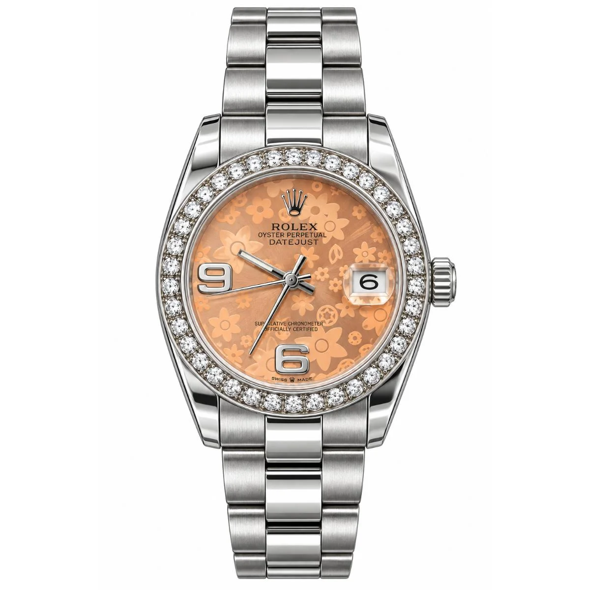 Rolex Datejust 36 Orange Floral Stone Dial Watch For Women